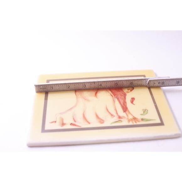 RC Gorman, Native American Woman Gathering Peppers, Ceramic Tile ~ 250605-WH 313 - Picture 2 of 3